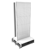 Start Bay - Double Sided Gondola Bay - W600xH1515xD270 - Perforated - w/. Slimline Top Cap Clipper - w/. Skirt Drawer - Pearl White