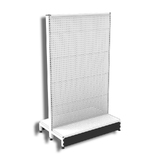 Start Bay - Double Sided Gondola Bay - W900xH1515xD270 - Perforated - w/. Slimline Top Cap Clipper - w/. Skirt Drawer - Pearl White