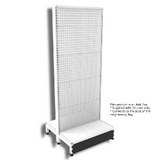 Add Bay - Double Sided Gondola Bay - W900xH1515xD270 - Perforated - w/. Slimline Top Cap Clipper - w/. Skirt Drawer - Pearl White