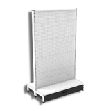 Start Bay - Double Sided Gondola Bay - W900xH1515xD270 - Perforated - w/. Slimline Top Cap Clipper - w/. Skirt Drawer - Pearl White