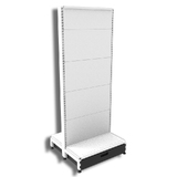 Start Bay - Double Sided Gondola Bay - W600xH1515xD270 - Non Perforated - w/. Slimline Top Cap Clipper - w/. Skirt Drawer - Pearl White