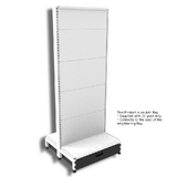 Add Bay - Double Sided Gondola Bay - W600xH1515xD270 - Non Perforated - w/. Slimline Top Cap Clipper - w/. Skirt Drawer - Pearl White