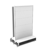 Start Bay - Double Sided Gondola Bay - W900xH1515xD270 - Non Perforated - w/. Slimline Top Cap Clipper - w/. Skirt Drawer - Pearl White