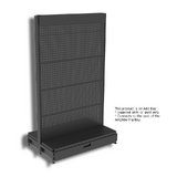 Add Bay - Double Sided Gondola - W900xH1515 - Perforated - w/. Skirt Drawer - Matte Black